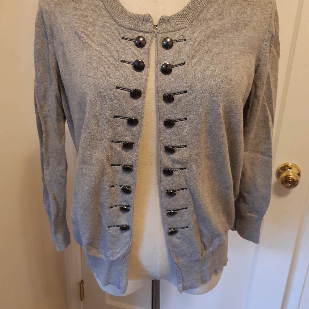 Military style Button Detail Grey Cardigan